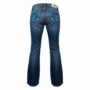 Rocawear Womens Bootcut Jeans Blue Denim Size 3 Embellished Pockets